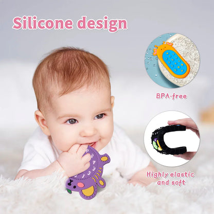 TYRY.HU 1Pc Baby Silicone Teether - Remote Control Shape, Rodent Gum Pain Relief, Sensory Educational Teething Toy for Kids