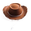 Kids Adjustable Felt Cowboy Hat – Wool/Faux Leather Western Cowgirl Costume Hat (Brown or Red)
