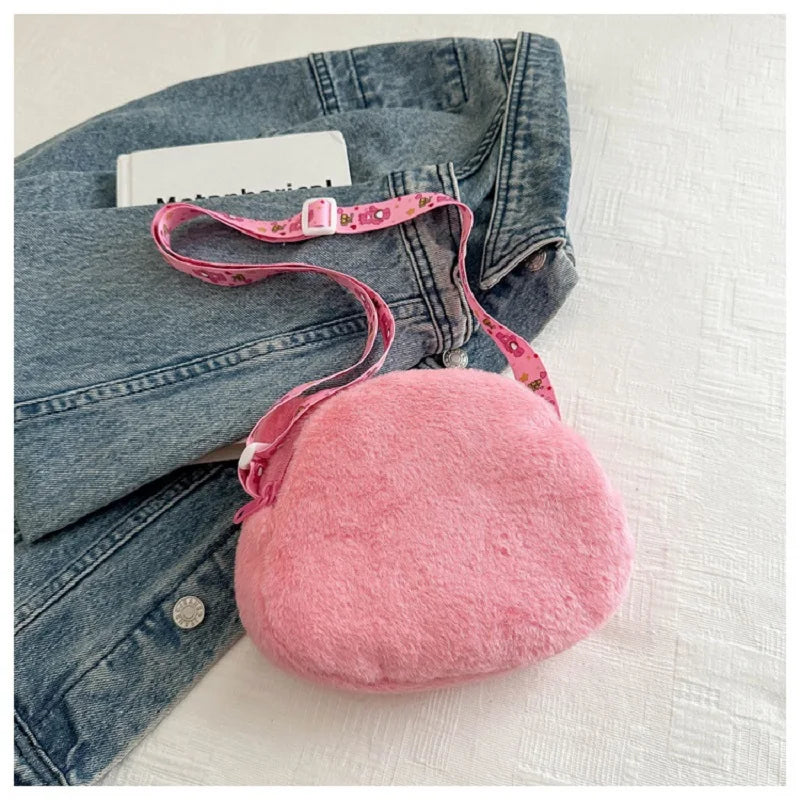 Mini Cartoon Rainbow Love Bear Plush Crossbody Bag – Cute Love Bear Gift for Kids and Christmas