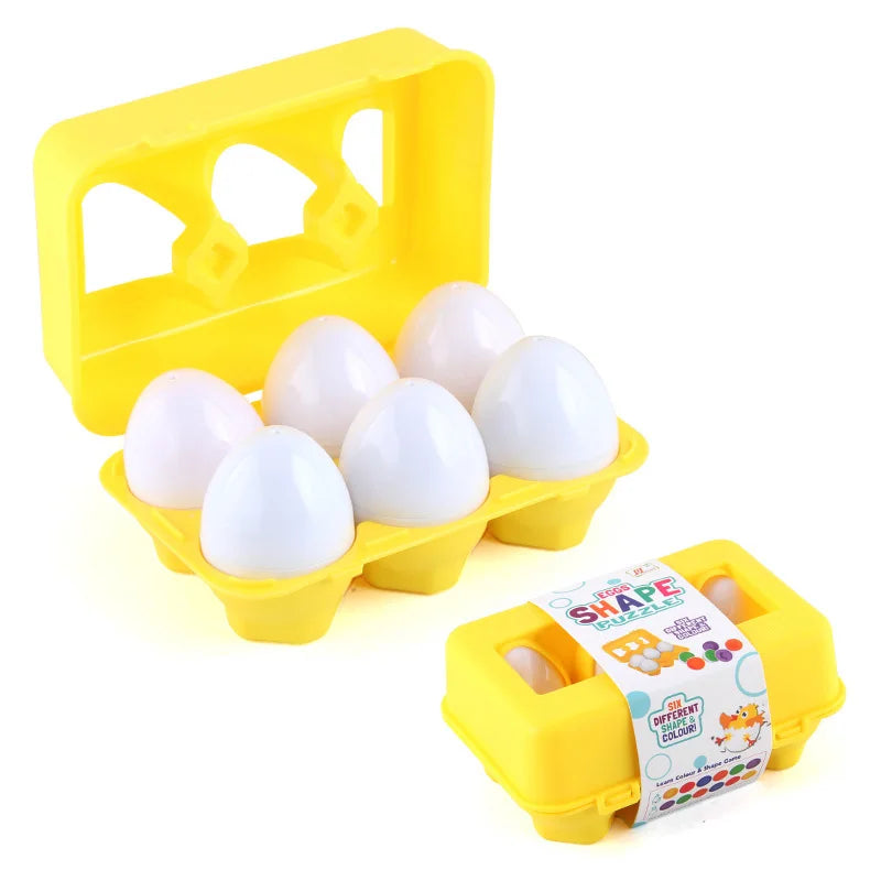 12 Matching Eggs Montessori Sensory Toy – Easter Chicken Color and Shape Sorting Educational Toy for Kids Gifts