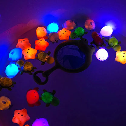 Baby LED Light Up Animal Bath Toy – Soft Rubber Floating Frogs for Kids