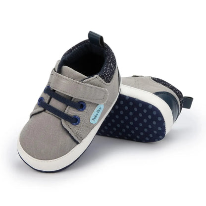 Meckior Baby Casual Canvas Sneakers – High Top Sports Shoes for Boys & Girls, Anti-Slip Soft Sole First Walkers Crib Shoes