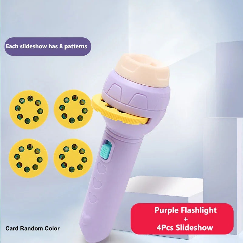 Kids Sleep Light Projector Torch – 24-Image Cute Cartoon Flashlight Projector for Bedtime Stories, Toddler Night Light (Battery Operated)