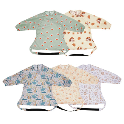 HappyFlute Baby Feeding Bibs | Waterproof Polyester One-Piece Long Sleeve with Snap Button Design | Mess-Proof for Table Use - Kidzy Market