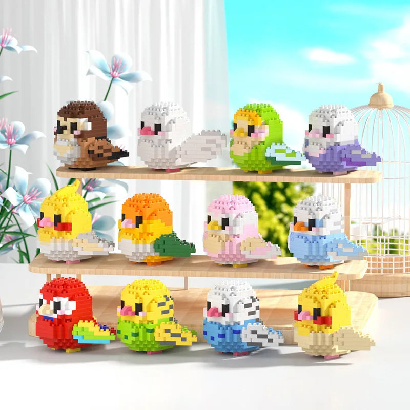 Moe Bird Series Building Block Toy – Educational Assembly Table Ornament for Kids