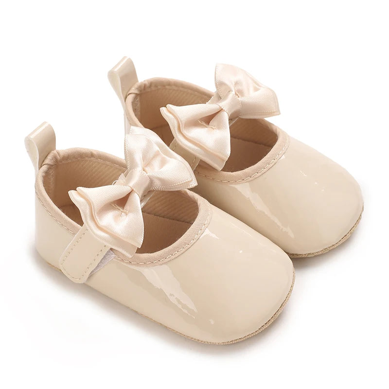 Solid Color Fashion Newborn Princess Shoes Non-Slip Cloth Bottom Shoes Girl Elegant Breathable Leisure Baby First Walking Shoes