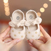 Khaki Baby Casual Shoes 0-18M Infant Toddler Bowknot Non-Slip Rubber Soft-Sole Flat PU First Walker Newborn Mary Janes