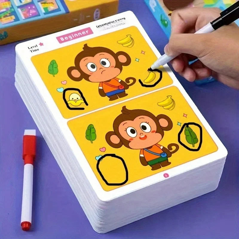 Find the Difference Dry Erase Activity Cards for Attention Training and Learning Reusable Educational Set for Kids