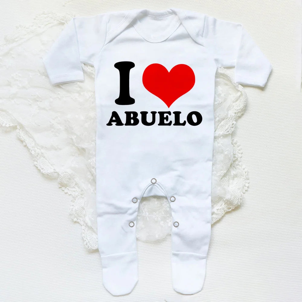 I Love Papa Mama Baby Babygrow Sleepsuit – Cute Coming Home Outfit, Newborn Shower Gift, Boy Girl White Romper, Infant Sleepsuit