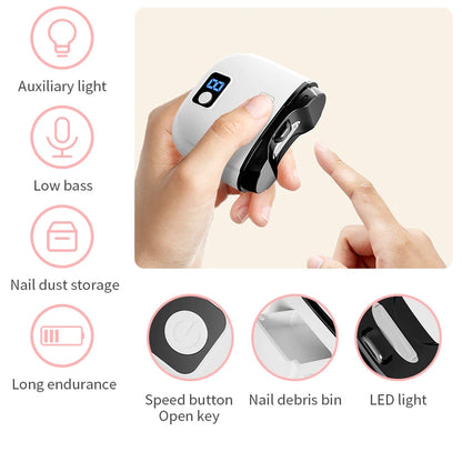Electric Nail Clipper with 3 Speed Levels, LCD Light, USB Charging, and Nail Storage for Adults, Seniors, Babies, and Kids