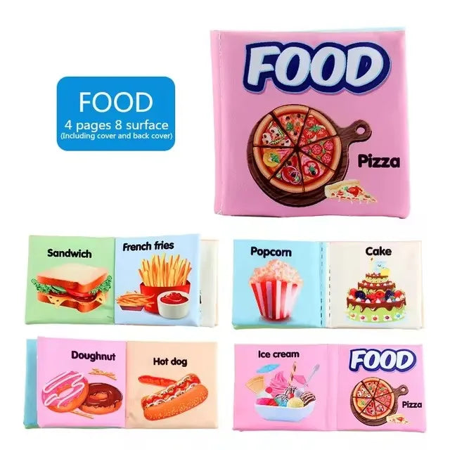 Baby Cloth Book Set – Early Learning Cognitive Toy with Fruits, Animals, Numbers, and Food for Toddlers Ages 12–72 Months