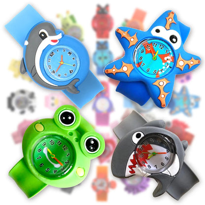 30 Cartoon Style Children’s Watches Colorful Bend Slap Strap Kids Watch Girl Boy Christmas Party Gift Random Style