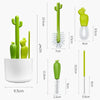 4-in-1 Bottle Cleaning Brush Set with Drying Rack, Cartoon Cactus Baby Bottle Brush Kit, Portable Pacifier & Straw Scrubber