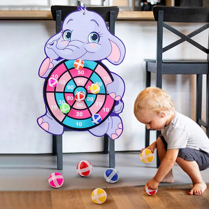 Montessori Sticky Ball Dartboard Slingshot Target – Kids Indoor & Outdoor Catapult Throwing Game