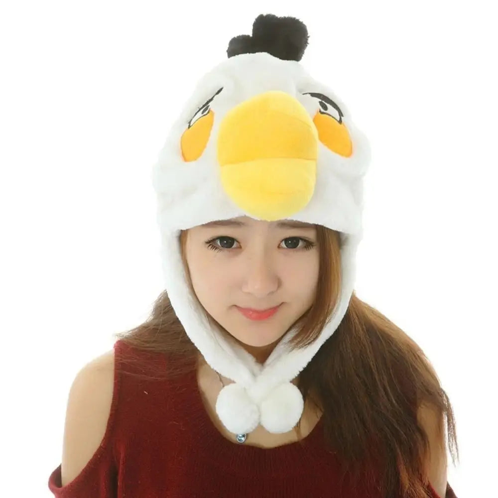 Plush Animal Earflap Hat with Moving Ears & Neck Warmer — 60 cm (23.6 in) Adult Cosplay Party Beanie