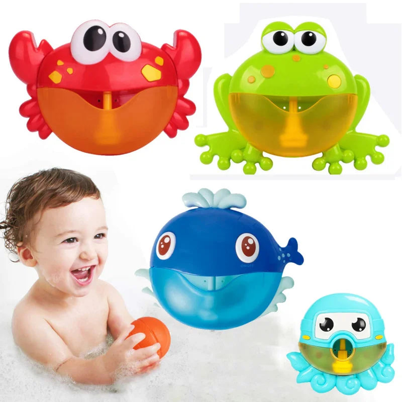 Frog & Crab Bath Bubble Machine with Music — Automatic Bubble Blower for Toddlers & Kids