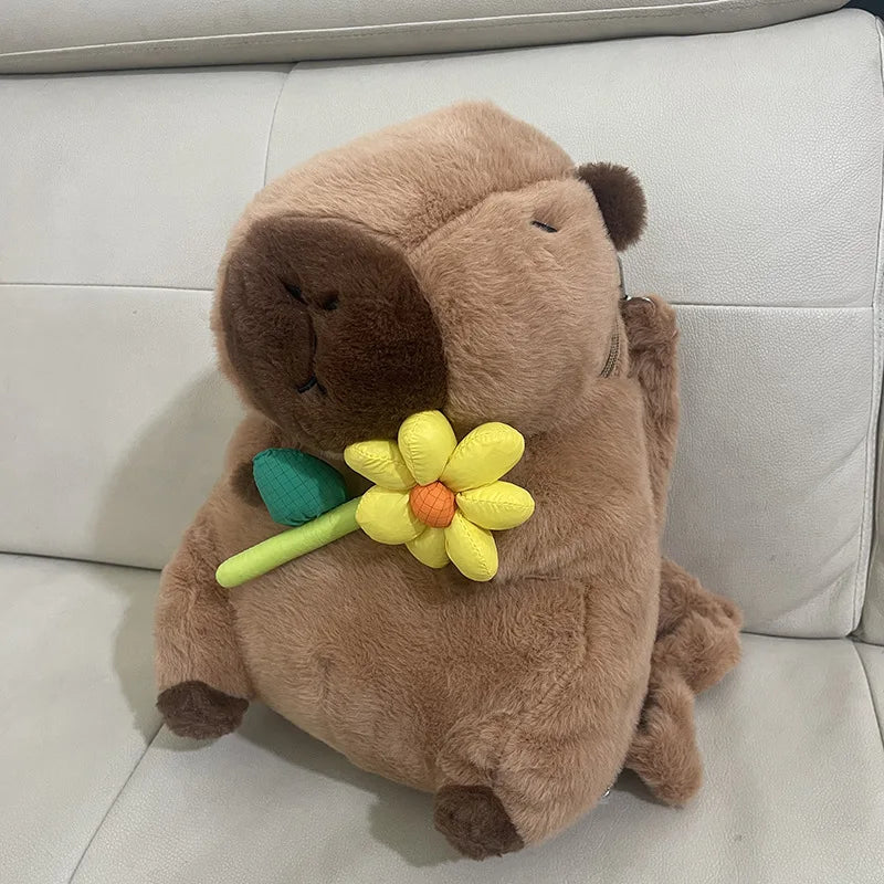Capybara Plush Backpack – Kawaii Fashion Fur Plushie Shoulder and Mini Knapsack Bag for Kids and Girls