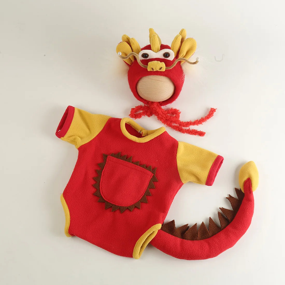 Baby Photography Clothes Set Soft Fabric Sewing Dragon Outfit Baby Boy Romper and Hat Newborn Photography Props