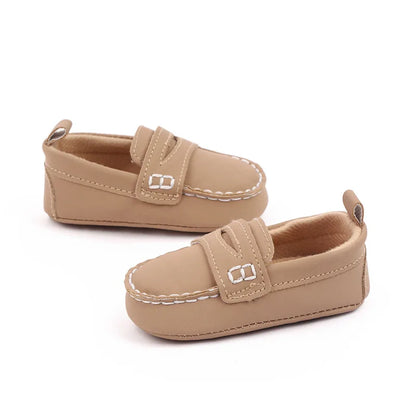 Fashion Leather Infant Crib Shoes – Baby Boys Loafers, Soft Sole Anti-Slip Moccasins for Newborns & Toddlers (1 Year Old)