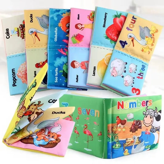 Baby Cloth Book Set – Early Learning Cognitive Toy with Fruits, Animals, Numbers, and Food for Toddlers Ages 12–72 Months