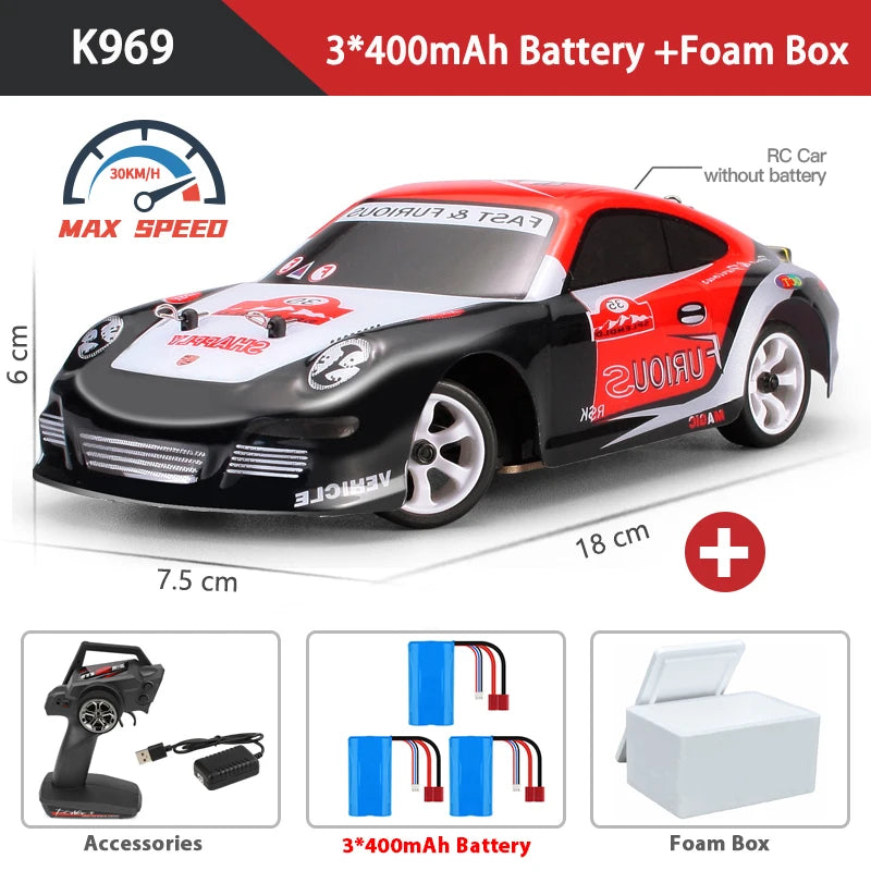 WLtoys K969 1:28 Mini RC Racing Car with 4WD and 2.4G Remote Control