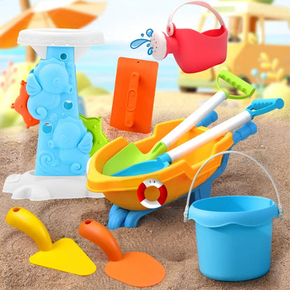 Children’s Beach Toy Set With ATV, Bucket, Shovel & Hourglass — Sand Digging & Water Play Tools, Random Colors