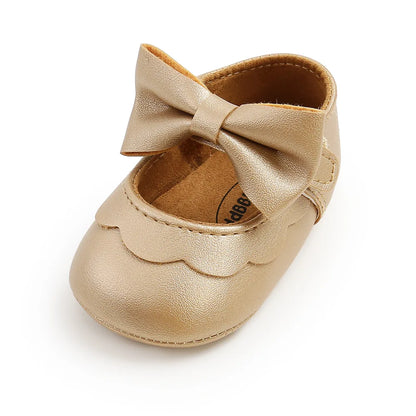 Meckior Baby Girl Shoes – Leather Rubber Sole Anti-Slip Toddler First Walkers, Newborn Infant Crib Shoes