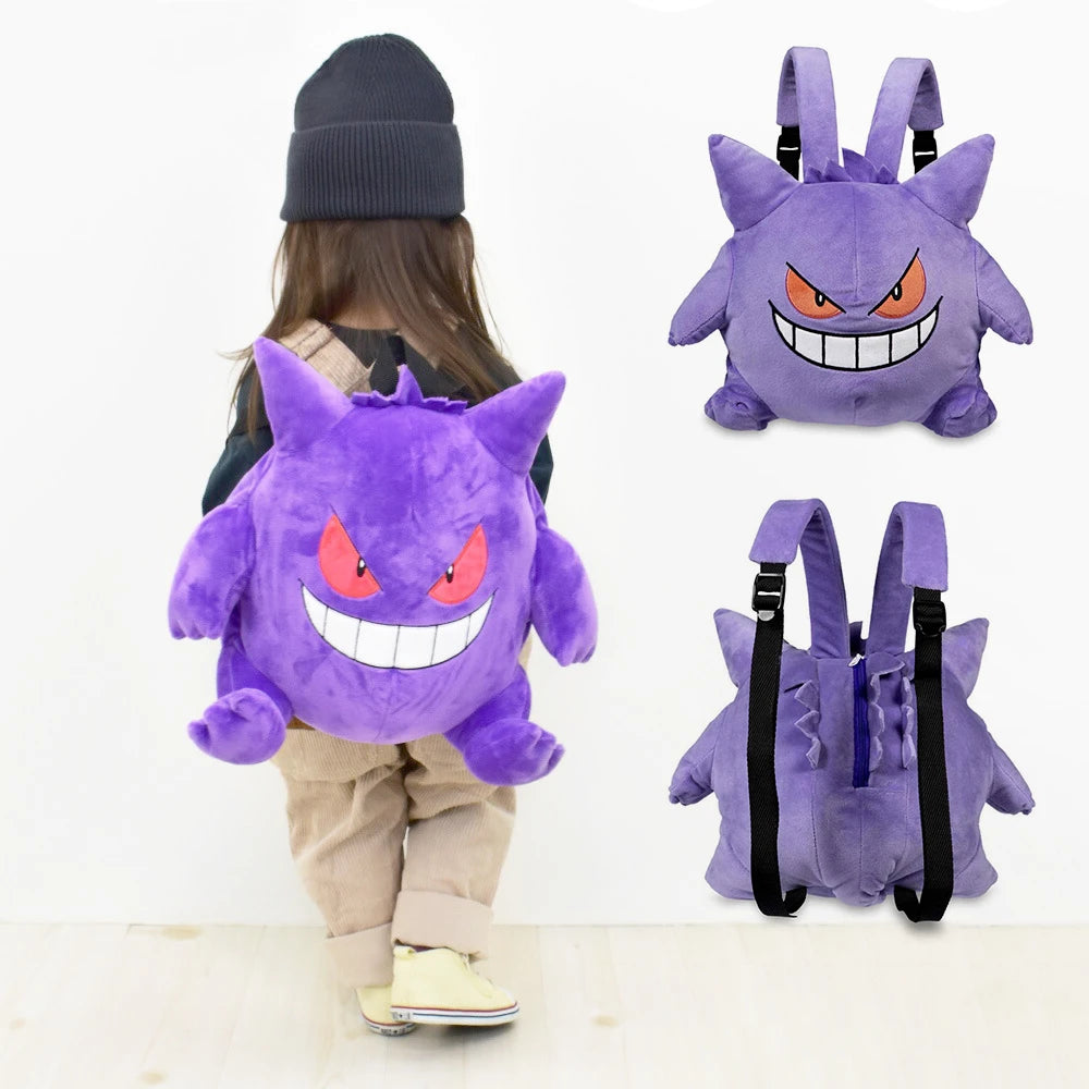 Kawaii Pokemon Gengar Plush Backpack – Cartoon Cosplay School Bag for Kids