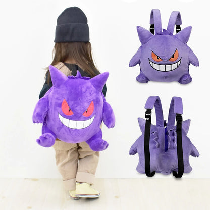 Kawaii Pokemon Gengar Plush Backpack – Cartoon Cosplay School Bag for Kids