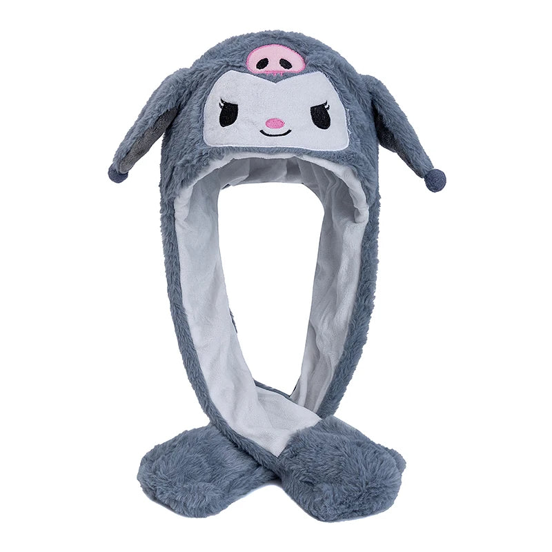 MINISO Cute Bunny Ear Plush Beanie - Moving Rabbit Ears Winter Knit Hat for Women & Girls, Fits 55–60 cm (21.7–23.6 in)