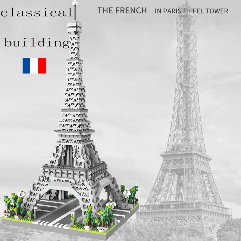 Paris Tower Street View Mini Diamond Building Blocks – Small Particle Assembly Decoration Toy