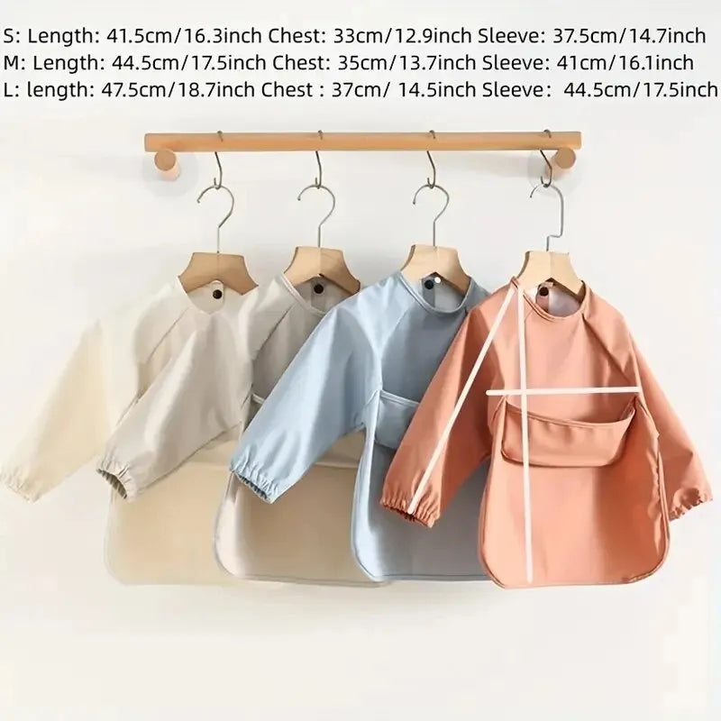 1-Piece Solid Color Baby Art Smock – Waterproof Long Sleeve Feeding Bib Apron for Kids, Soft & Comfortable - Kidzy Market