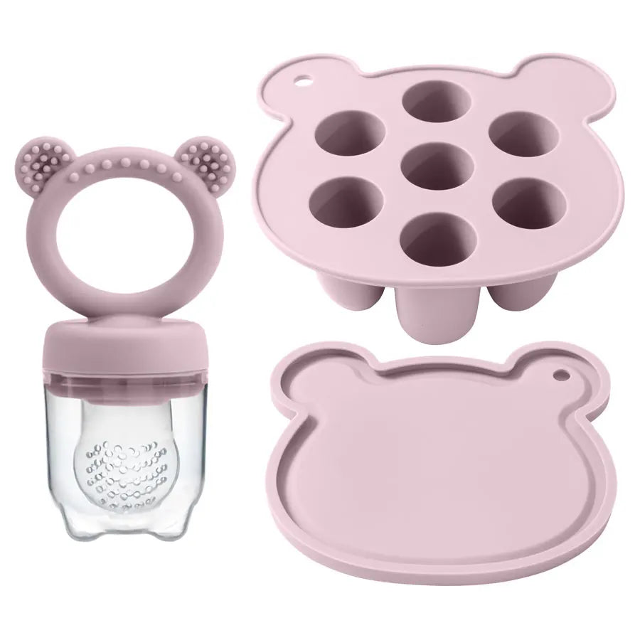 Baby Ice Cream Pops Silicone Mold - Popsicle Maker & Fruit Feeding Pacifier, Teething Toy, BPA-Free Baby Snack Stuff (3pcs)