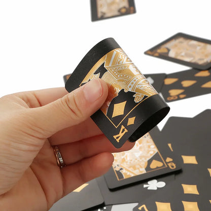 24K Gold Waterproof Playing Cards - Plastic Poker Deck, PET Table Game for Halloween & Christmas, Family Game Night Gift