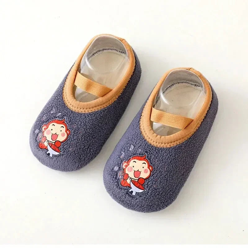 Baby Anti-Slip Socks Newborn Warm Crib Floor Shoes with Rubber Sole for Children Boy Toddler Girl Infant Cute Kids Slippers