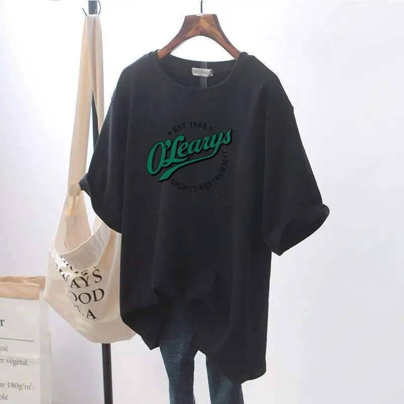 Summer New T-Shirt for Women | Short-Sleeved Maternity Wear | Love Print Cotton Mid-Length Loose Maternity Sweater Top