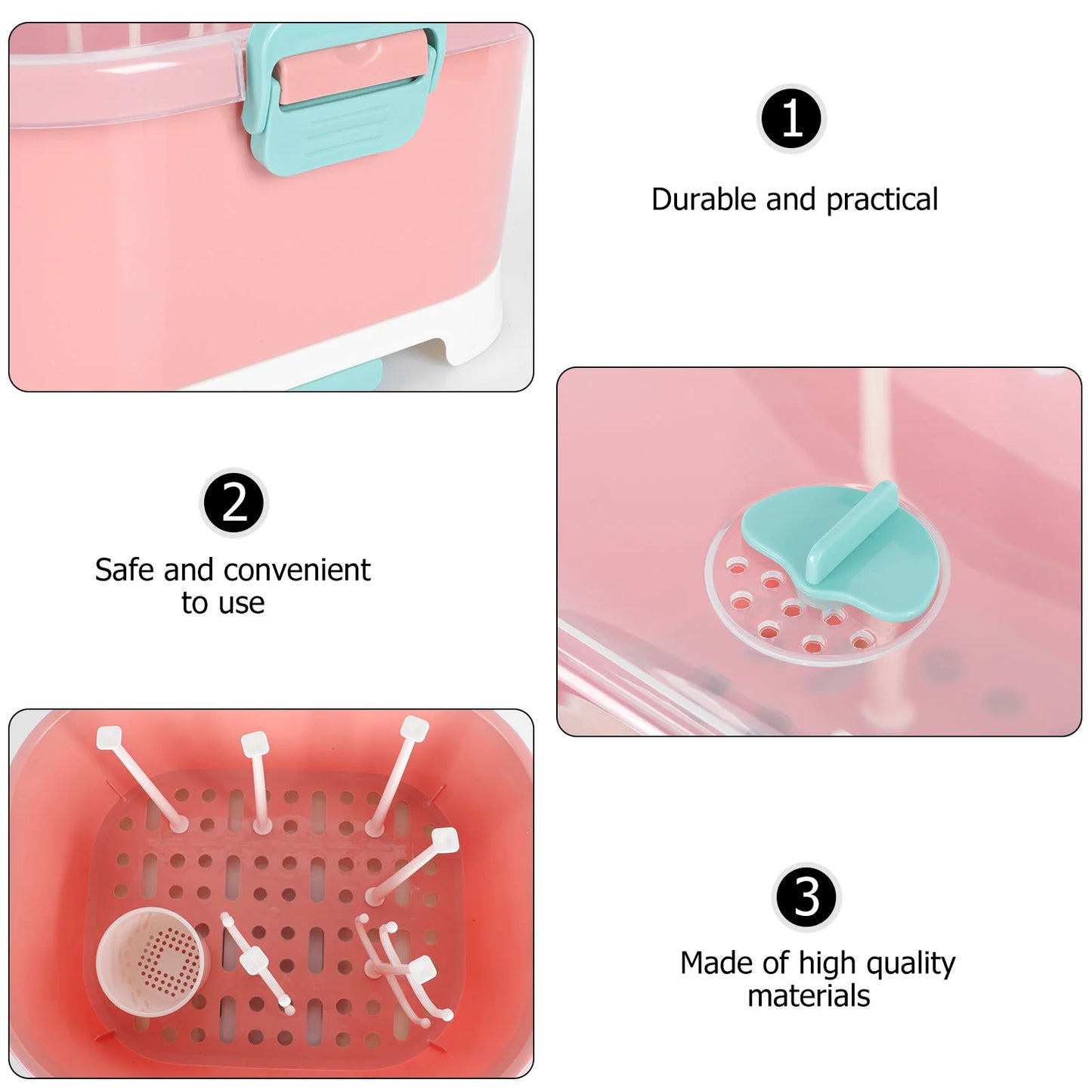 Baby Bottle Drying Rack – PP Material Detachable Drain Net Storage Box for Cups, Straws & Pacifiers