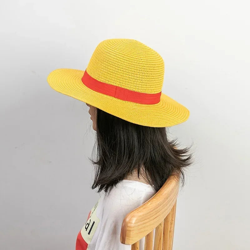 Anime Luffy Straw Hat Cosplay Sun Cap – Unisex Kids Parent-Child Summer Sunshade (30–35 cm / 11.8–13.8 in)