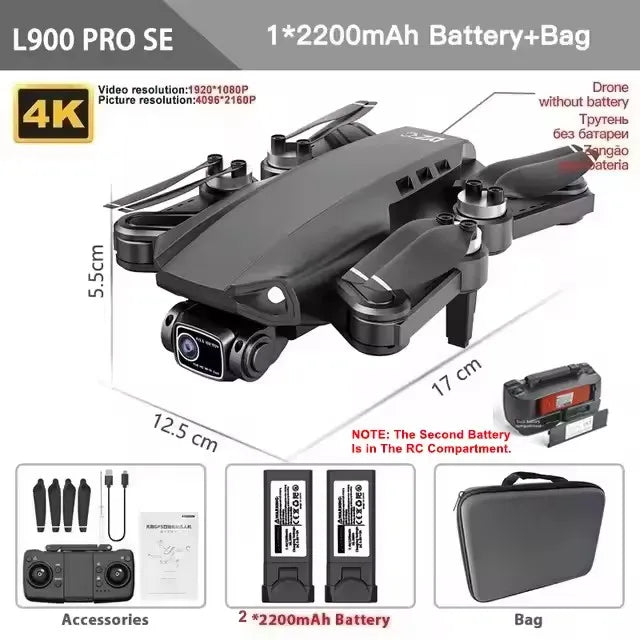 L900 Pro SE GPS Drone 4K HD 5G WiFi FPV Camera Quadcopter Brushless Motor RC Mini Drone for Kids Toy