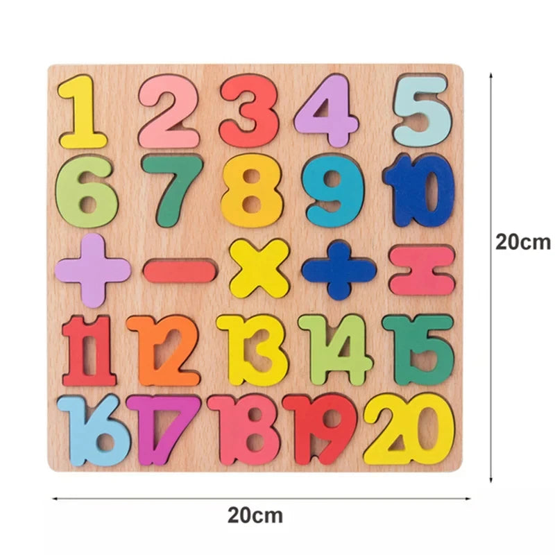 Educational Wooden Toys – Geometric Shapes Montessori Puzzle, Color Sorting Math Bricks for Baby, Preschool Learning Game