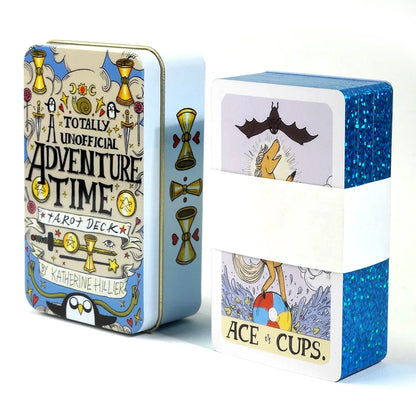 High-Quality Tin Box Tarot Cards - Light Seers Tarot and Adventure Time Tarot, Fate Divination Decks for Family Party Use