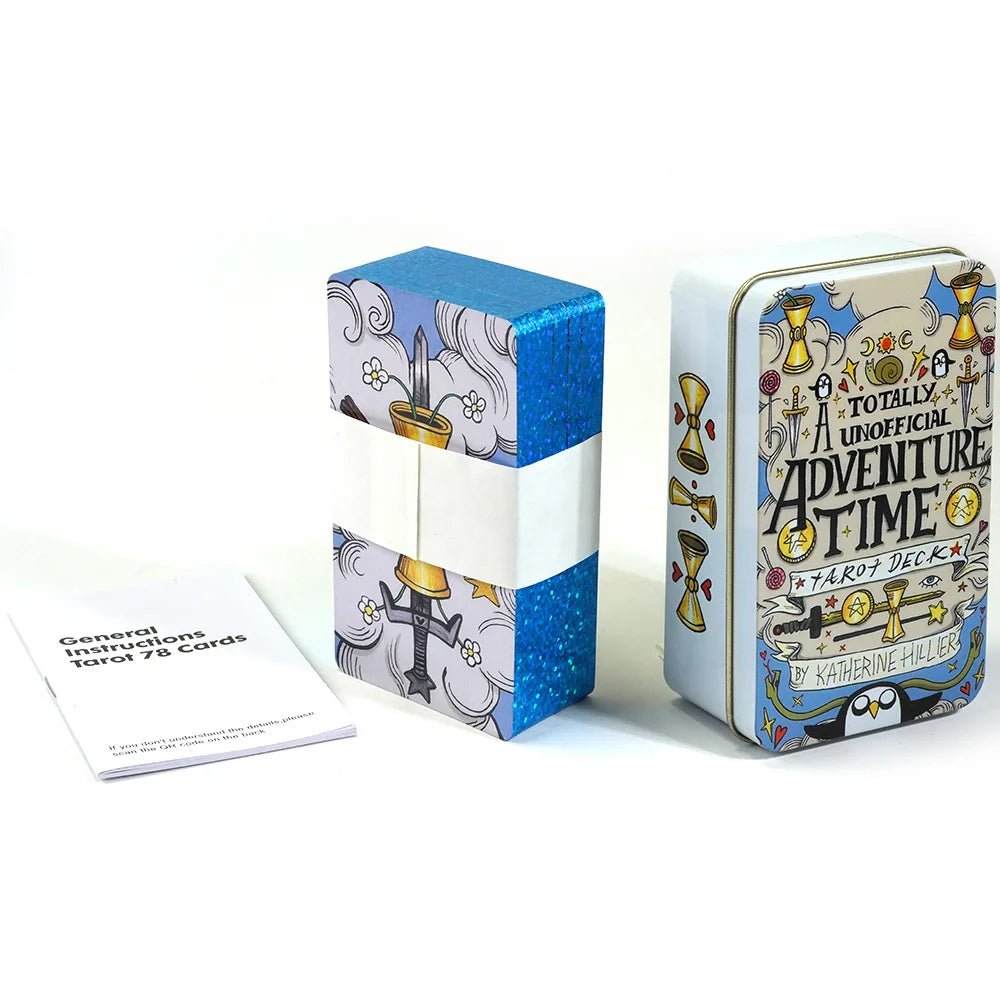 High-Quality Tin Box Tarot Cards - Light Seers Tarot and Adventure Time Tarot, Fate Divination Decks for Family Party Use