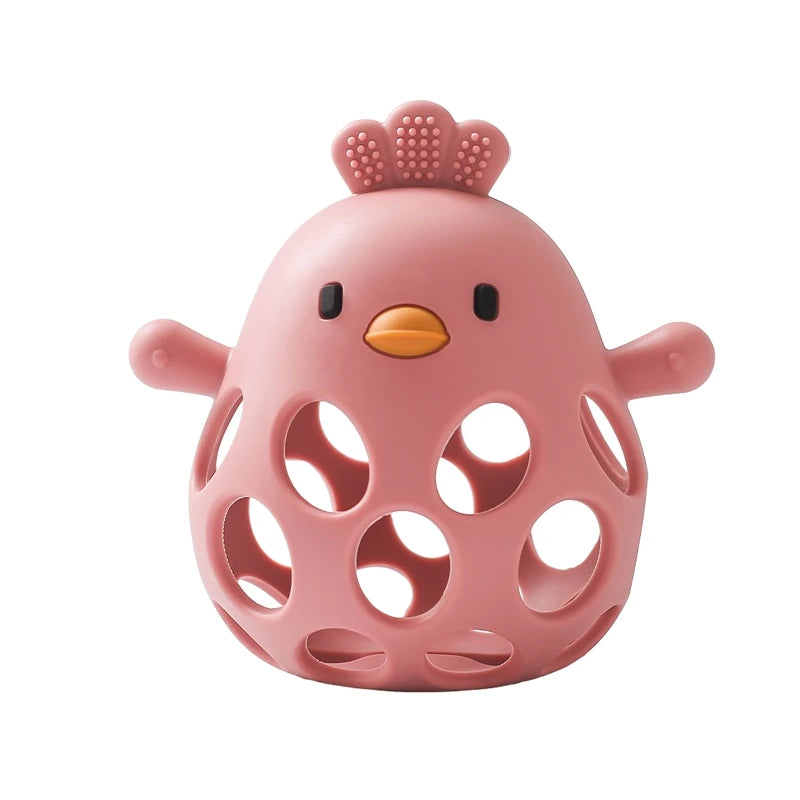 Baby Silicone Hollow Teether - BPA-Free, 0-12 Months, Cartoon Cute Chick Rattle, Infant Toys, Baby Accessories Gift