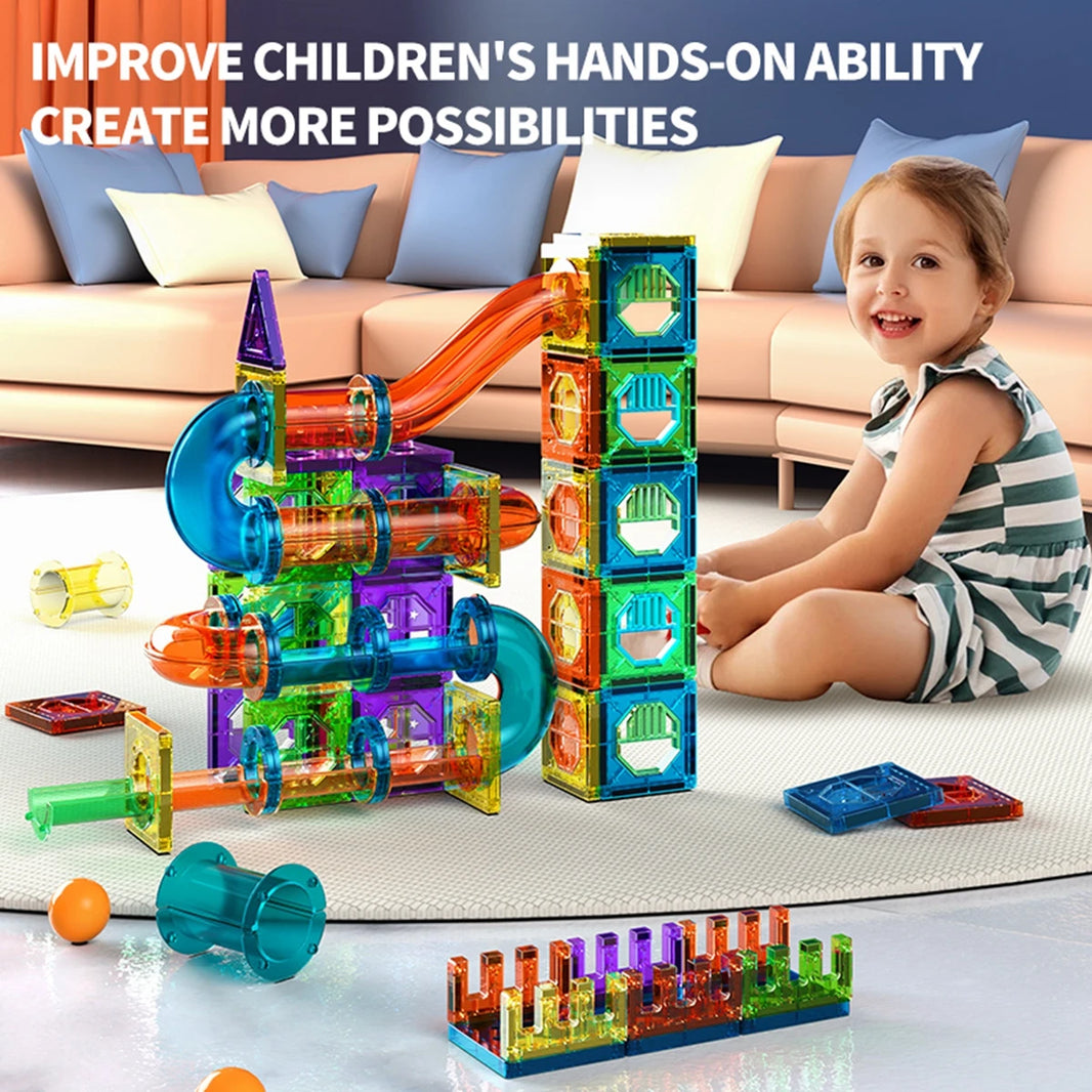 Light Magnetic Tiles Building Blocks 3D Clear STEM Educational Toy