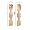 2PCS Baby Learning Spoons Set - Silicone Toddler Liquid Food Spoon & Fork Utensils, Soft Scoop Weaning Cutlery, Baby Feeding Tableware