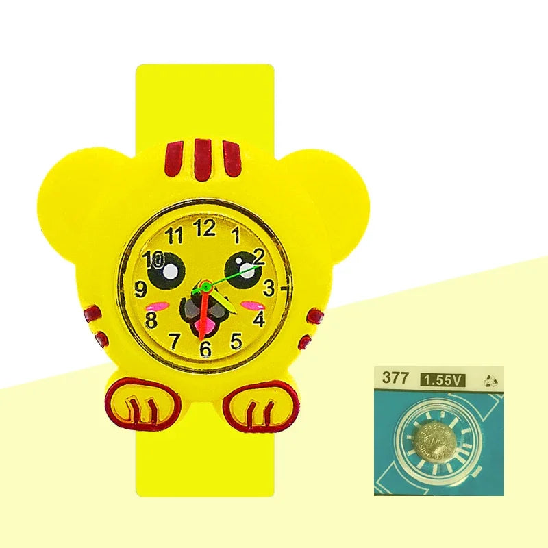 Children’s Cartoon Watch for Ages 2-14 Boys and Girls Soft Silicone Slap Bracelet Student Wristwatch