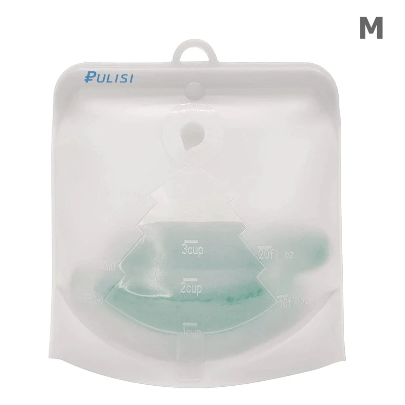 PULISI Silicone Reusable Food Storage Bags - Leakproof Containers (1500ml, 1000ml, 500ml), Fresh-Keeping, Freezer & Snack Storage