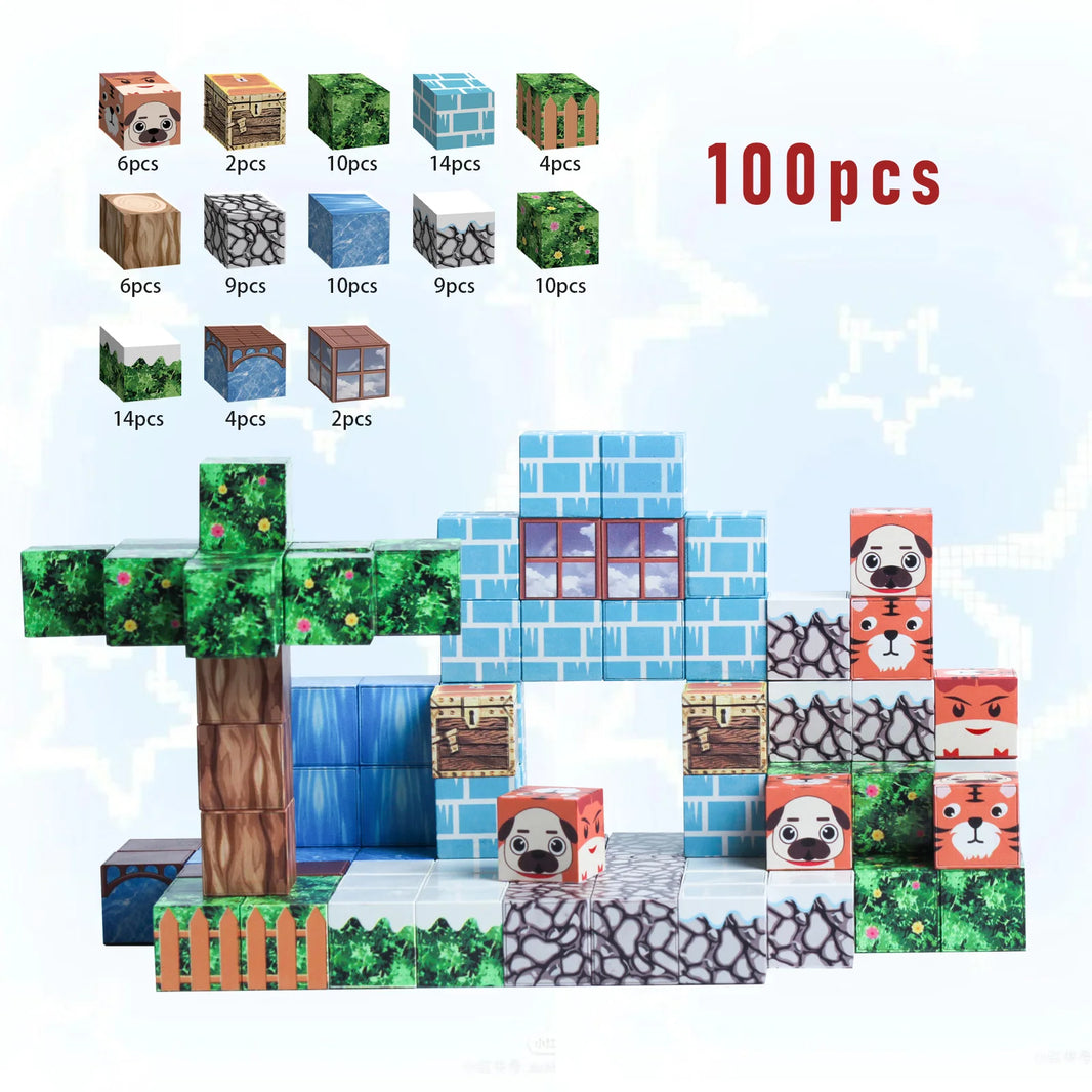 192PCS Magnetic Building Blocks – Mine World STEM Set