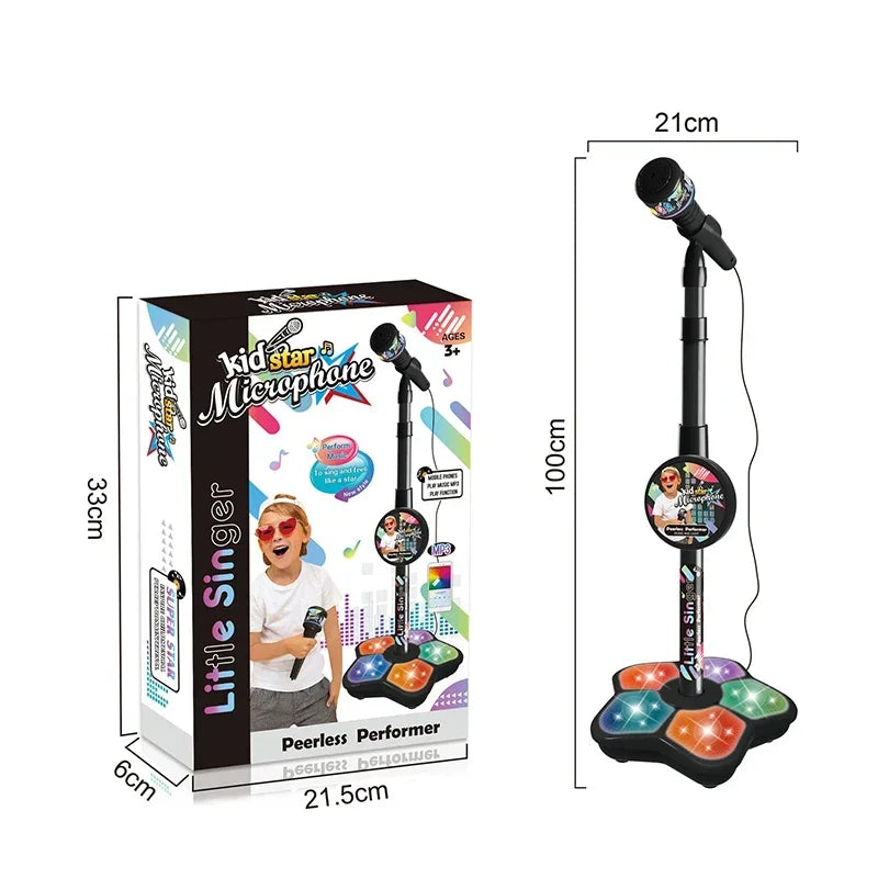 Kids Microphone with Stand - Karaoke Music Toy for Brain Training, Educational Gift for Boys and Girls