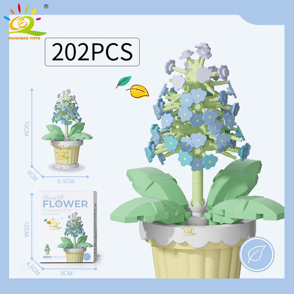 Eternal Bouquet Micro Building Blocks – DIY Flower Model Brick Toy for Kids, Home Desk Decoration